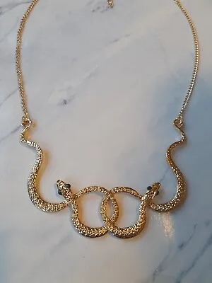 £6.50 • Buy New Gold Chain Link Necklace With Snake - Costume Jewellery