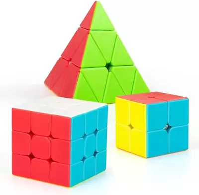 Speed Cube SetStickerless Magic Cube Set Of 2X2X2 3X3X3 Pyramid Puzzle Cube • $24.33