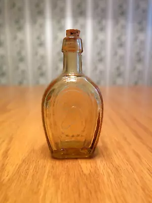 Vtg. Wheaton 3  Gold Amber Glass Horseshoe Horse Shoe Mini Bottle With Cork • $6.95