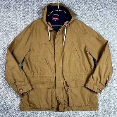 Merona Mens Utility Jacket Tan Hooded Pockets Full Zip Front Lined XL • $27.99