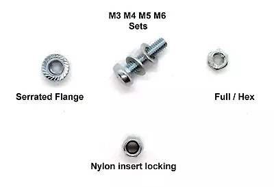 Pan Bolt Nut And Washers SETS Serrated Flange Nylon Lock Full Nuts M3 M4 M5 M6 • £2.55