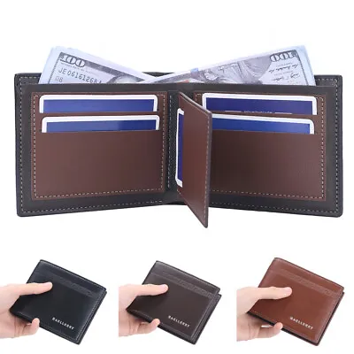 Mens Leather Clutch Wallet Short Purse Bifold Credit Card Holder Thin Billfold • $5.89
