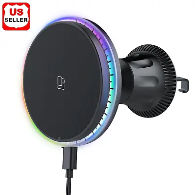 15W Wireless Magnetic Charger Car Mount Holder For IPhone 14/15 Pro Max Magsafe • $13.98