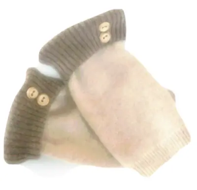 $28.49 • Buy Fingerless Gloves Tan Brown 100% Cashmere One Size S M L Mittens Arm Warmrs Mitt