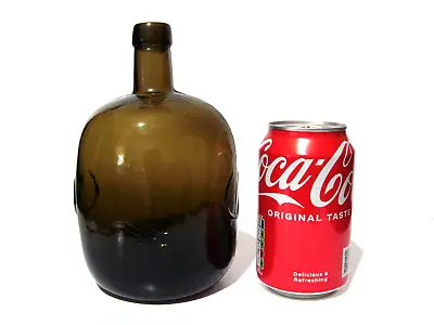 Vintage Black Green Glass Half Size Mallet Wine Bottle Decanter Mould Blown • $37.83