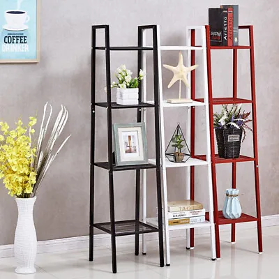 4-Tier Ladder Shelf Bookcase Industrial Kitchen Storage Shelf Plant Display Rack • £29.95