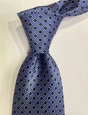 Stefano Ricci Tie Blue Diamond Geometric Pattern Luxury Silk Tie $285 • $78