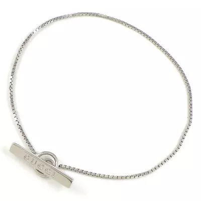 GUCCI Bracelet Lariat Logo Plate Venetian Chain 750(18K) White Gold #18 • $598.20