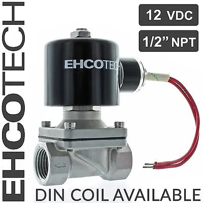 1/2  12V DC Stainless Steel Solenoid Valve SS Water Air Gas Viton NC 12VDC • $49.15