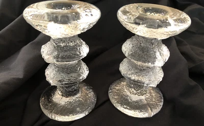 $90 • Buy 2 X1960s LITTALA FESTIVO CANDLESTICKS TIMO SAPARNEVA FINLAND 2 RINGS 13CM SIGNED