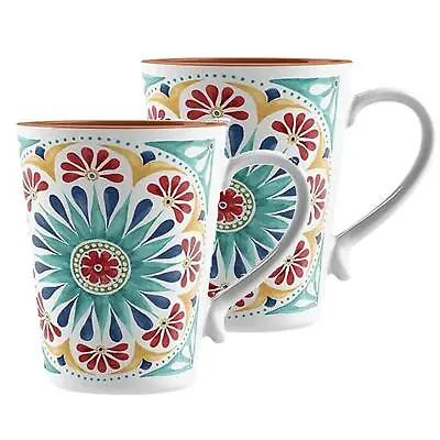 Purely Home Rio Medallion Melamine Outdoor Camping/BBQ/Garden Mugs X 2 • £13.59