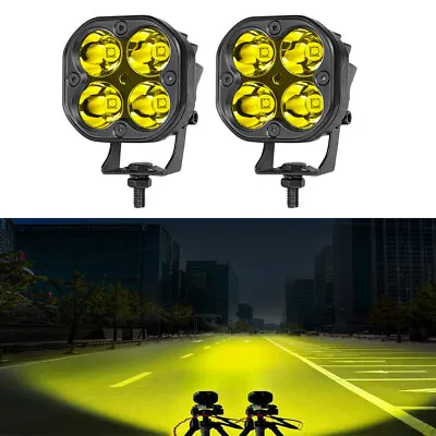 2x 3inch 80W LED Cube Pods Yellow Offroad Driving Lights Spot Work Light Bar Fog • $29.95