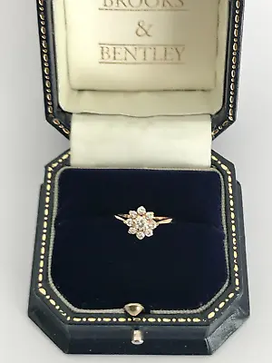 0.35ct Diamonds Flower Shaped 9ct Gold Cluster 1986 Vintage Ring Size I  1/2 • £350