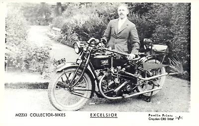 Man With Excelsior Motorbike Motorcycle Postcard • $4.95