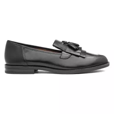 Caprice Womens Shoes Black Adults Loafer Leather Tassel Formal Work Nappa SIZE • £59.99