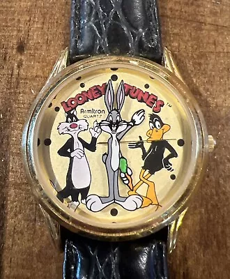 Vintage Looney Tunes Watch 1990 Bugs Bunny Sylvester Daffy Duck • $29.95