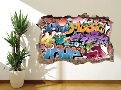 £13.19 • Buy Graffiti Tag Music Teenager Bedroom Wall Sticker Wall Mural (11485960)