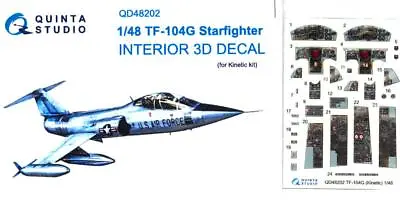 Quinta Studios 1/48 TF-104G STARFIGHTER DECAL COLORED INTERIOR SET Kinetic • $17.99