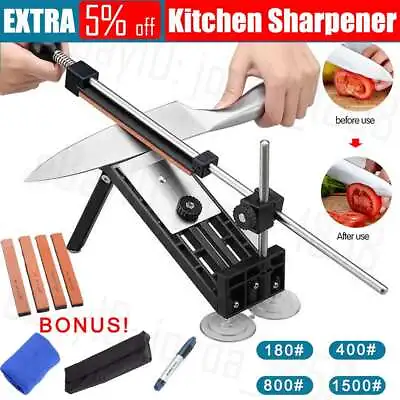 Professional Chef Knife Sharpener Kitchen Sharpening System Fix Angle 4 Stones • $23.89