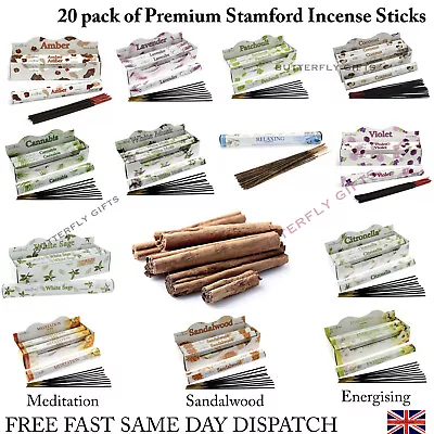 Premium Incense Sticks Pack Of 20 Multiple Fragrances Coconut White Musk Sage • £2.99