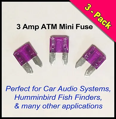 3-Pack 3 AMP ATM Mini Blade Fuse Small Style For Car Boat Humminbird 3AMP/3A • $4.29