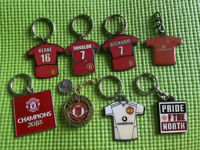 £2.99 • Buy 8 Vintage Metal Man Utd  Football Club Keyrings Keane Ronaldo Beckham Champions