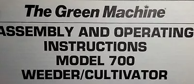 Green Machine HMC Handheld Electric 700 Weeder Cultivator Owner & Parts Manual • $77.54