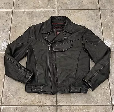 Men's Large Milwaukee HEAVY Leather Biker Jacket Vented Motorcycle Heavy Duty • $79.99