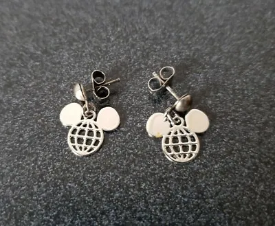 1960s Walt Disney World Souvenir Mickey Mouse Ears Silver Tone Pierced Earrings • $6