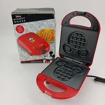 Disney Mickey Mouse Waffle Maker Model DCM-92 Belgian Waffles Red Non-Stick • $11.89
