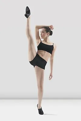 BLOCH Ladies Shorts V Shaped Waistband Black Noa Black R2714 Dance Gym Fitness • £19