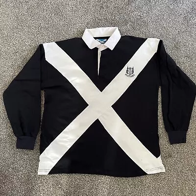 Scotland Heritage Men's Flag Rugby Shirt Jersey Adults Scottish Size Large Black • £19.99