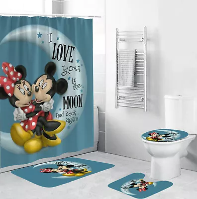New Cartoon Mickey Minie Mouse Love Shower Curtain Sets Bathroom Sets • $24.99
