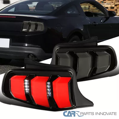 Fit 10-12 Ford Mustang Glossy Black Smoke LED Tail Lights Sequential Signal Lamp • $247.45