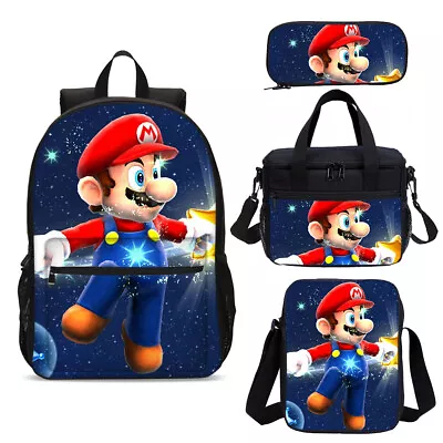 Super Mario Galaxy Game Kids Large School Backpack Cooler Lunch Bag Pen Case Lot • $12.99