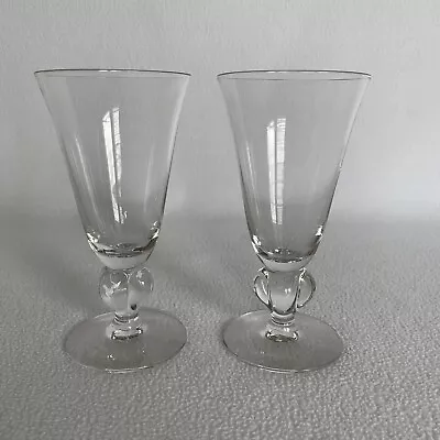 Vintage Clear Glass Juice Glasses Four Lobe Set Of Two 5.5” • $12.80