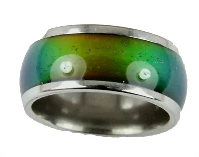 10mm Solid Heavy Stainless Steel Mood Ring Hypersensitive Color 70's Look Nice • $9.99