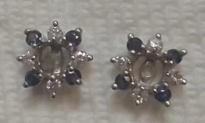 $400 • Buy 14k White Gold Diamond & Sapphire Earring Jackets. Free Shipping!