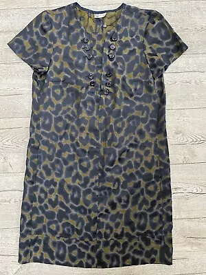 Boutique By Jaeger Dress Black Mix Short Sleeve Pocket Buttons Sz M  • £10