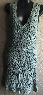 £29 • Buy Sage Green Hand Crochet Boho Beach Mini Dress 8