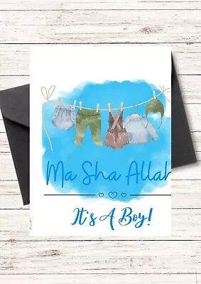 Islamic Mashallah BABY Card New Baby Baby Boy Muslim • £2.99