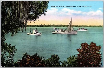 Postcard Fishing Boats Mississippi Gulf Coast -57 • $3.49
