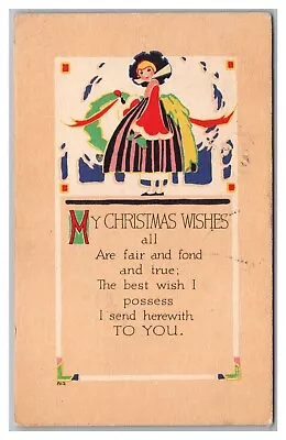 Postcard Christmas Wishes Art Crafts P.F. Volland C1917 M23 • $6.99