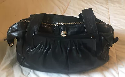 PAOLO MASI Black Leather Shoulder Bag Purse-GORGEOUS • $75