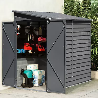 9FT Garden Garage Storage Shed Double Door Steel Frame Storage Bike Tool Sheds • £315.95