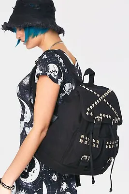 £34.99 • Buy Jawbreaker Canvas Studs N' Stuff Backpack Black Studded Rock Chic