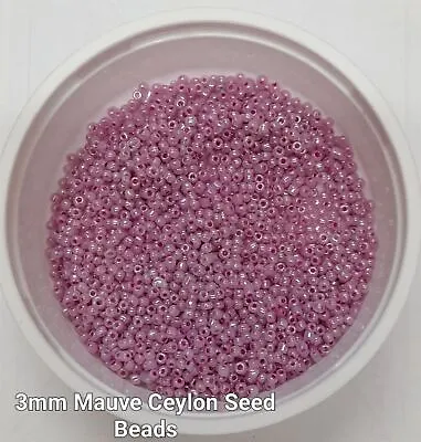 £2.59 • Buy Ceylon Glass Seed Beads - Size 8/0 (approx 3mm), 50g Pack, 15+ Pastel Colours
