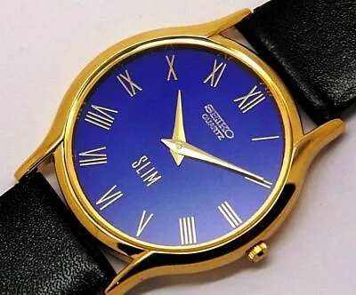 Seiko Quartz Super Slim Men Gold Plated Excellent Men's Wrist Watch Run Order  • $23.99