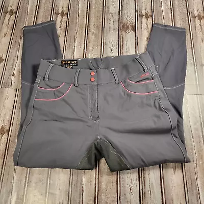 Ariat Pro Series Riding Equestrain Leggings Pants Gray Leather Women's Size 34 • $30