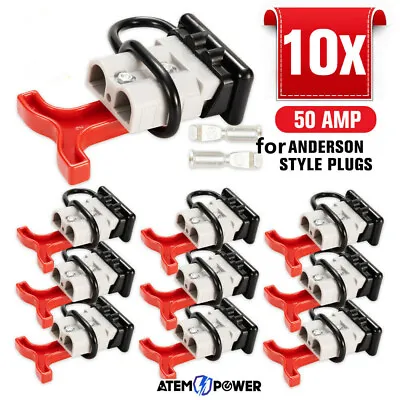 $31.89 • Buy 10Set For Anderson Style Plug Connectors 50 AMP T Handle Dust Cap Cover Solar